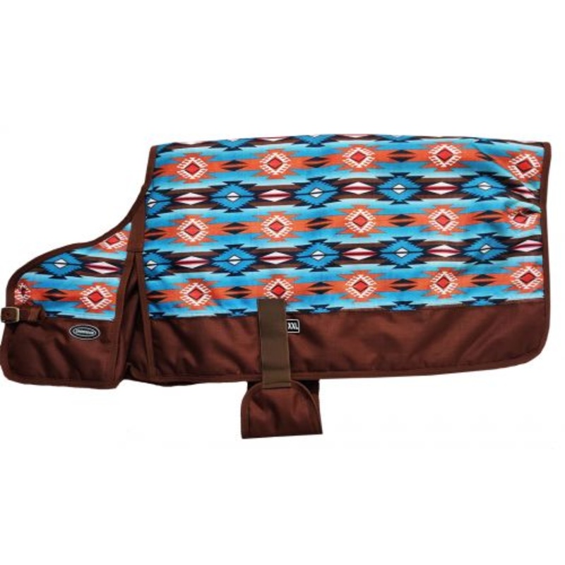 #442017XXL: Showman  XXLarge Teal and Orange Southwest Design Waterproof Dog blanket