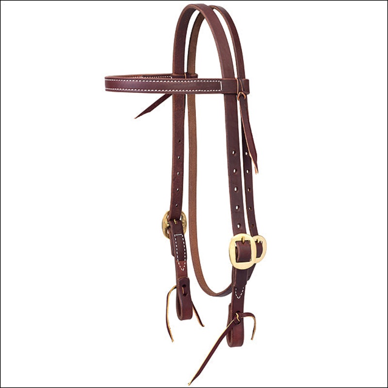 3/4″ Weaver Working Cowboy Economy Browband Horse Leather Headstall Solid Brass