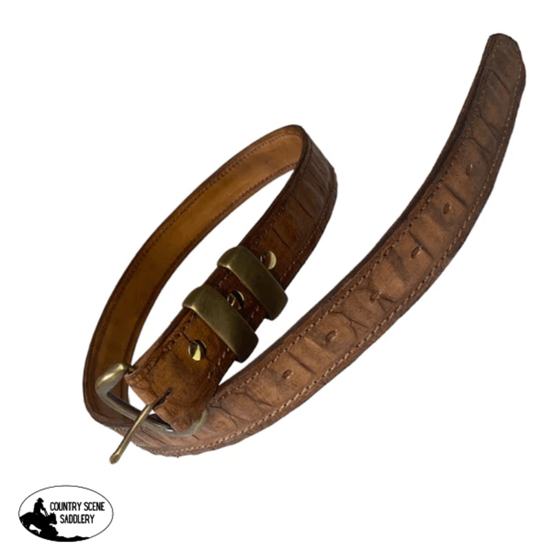 A8283 – 1 1/2″ Antique 3 Piece Buckle / Crocodile Print Leather Belt