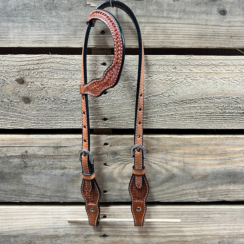 Light Oil Cob – Gag One Ear Headstall / Bridle- Short Cheeks
