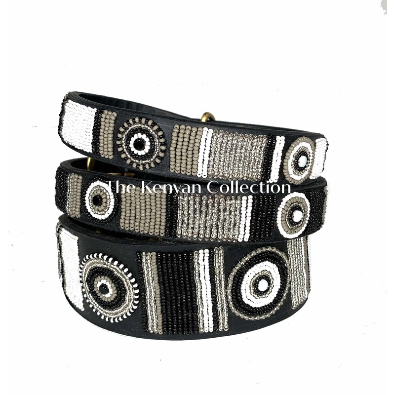“Shades of Grey” Beaded Dog Collar