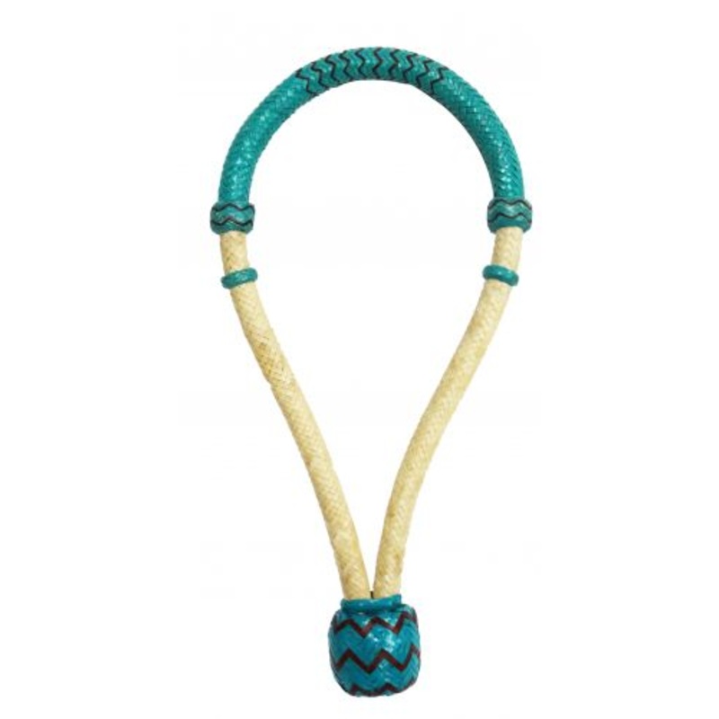 #16134: Showman 5/8″ Teal and brown rawhide core bosal
