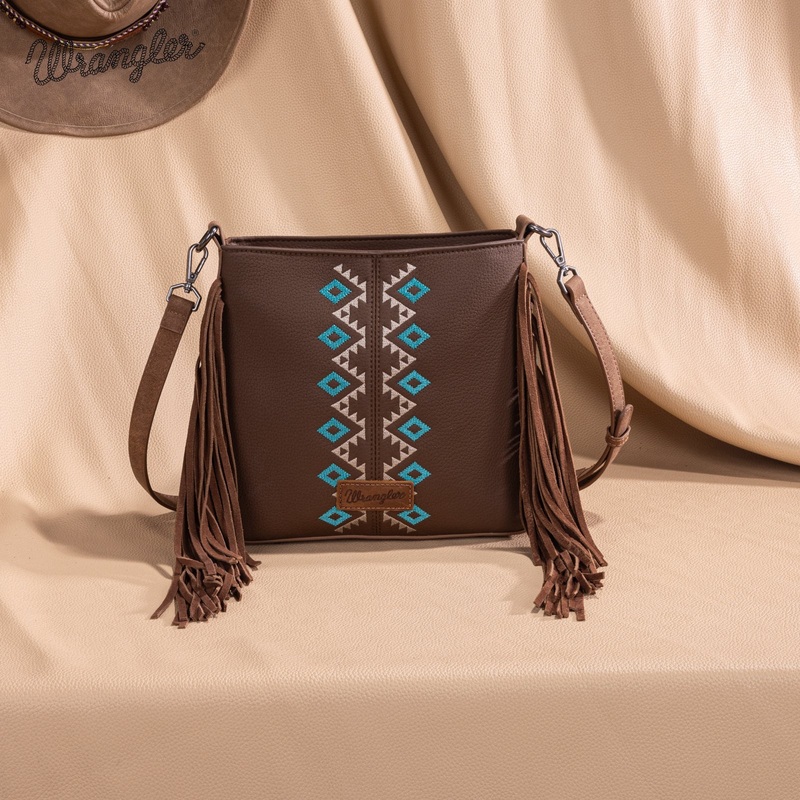 Wrangler Aztec Embroidered Crossbody ~ Brown