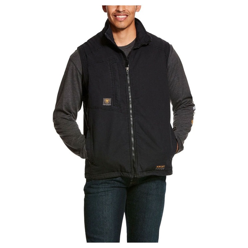 10027867 Ariat Men’s Rebar Washed DuraCanvas Insulated Vest – Black
