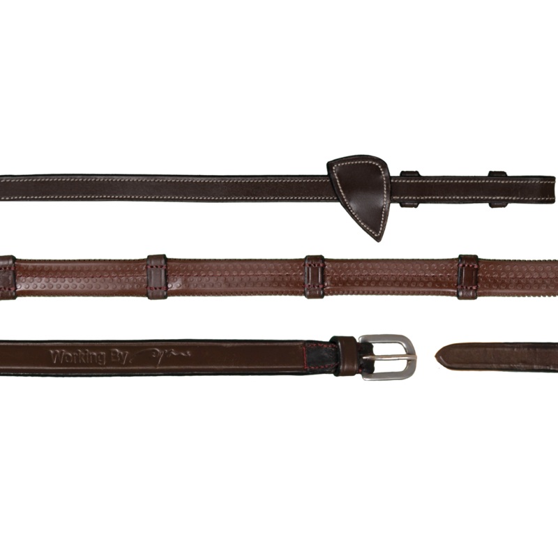 Rubber Reins with 7 Leather Loops 1/2″ – Dyon Working Collection
