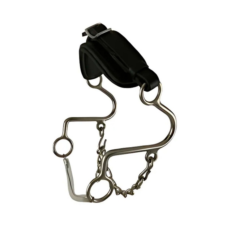 Showman   Adjustable Leather Nose Stainless Steel Hackamore