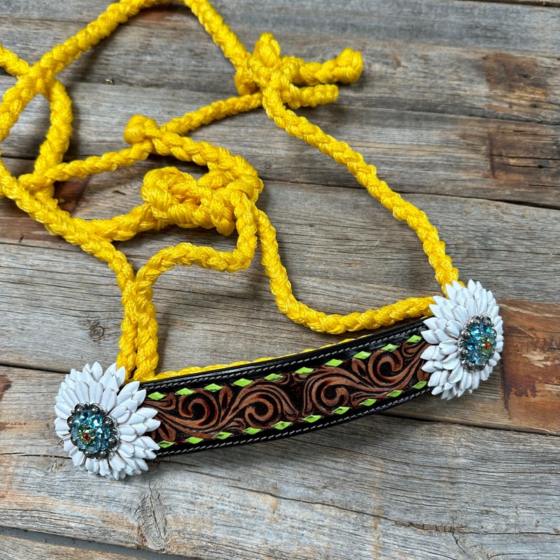 Yellow Mule Tape Halter – White and Lime #MT213