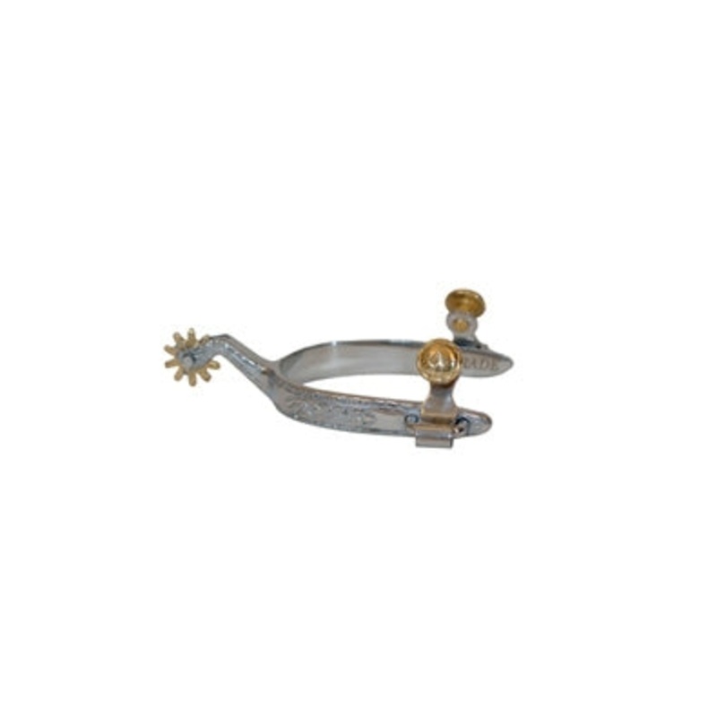 Metalab Ladies Stainless Steel Spurs, Engraved Rose Roper