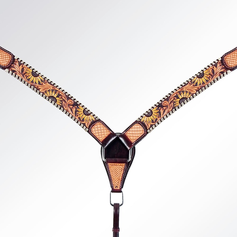 AMERICAN DARLING Western Horse Headstall Breast Collar Set American Leather