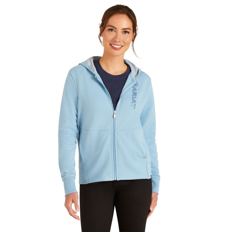 10049036 Ariat Women’s Team Logo Full Zip Hoodie – Glacier Lake (Blue)