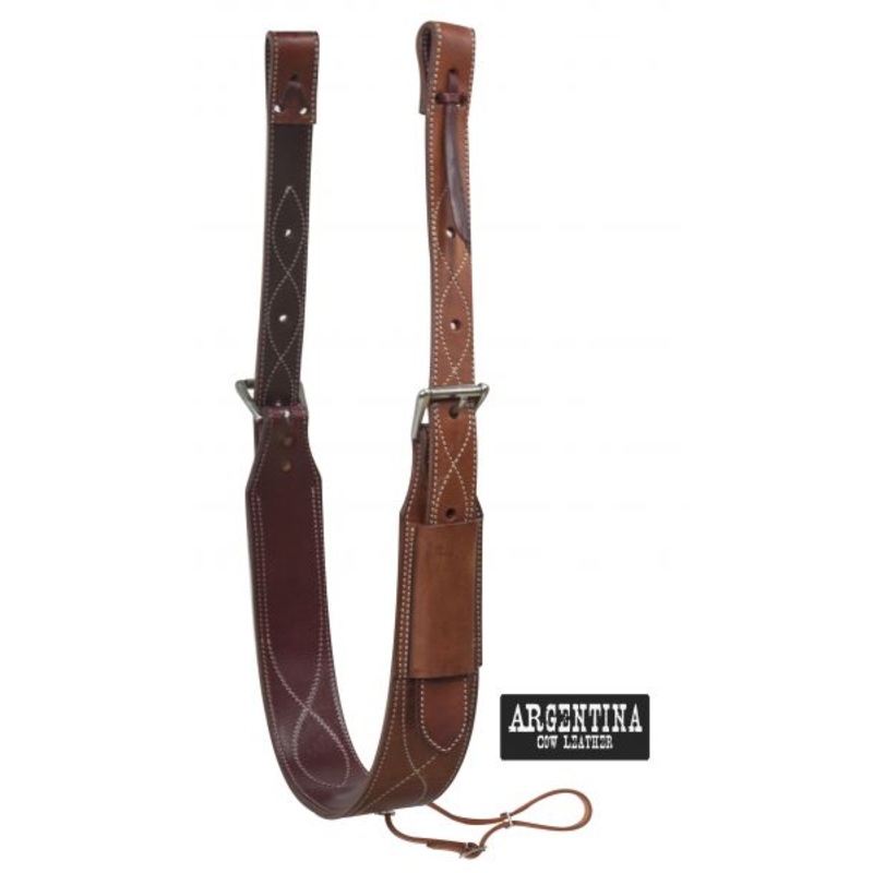 #14448: Showman  3″ wide Argentina Cow Leather back cinch with roller buckles