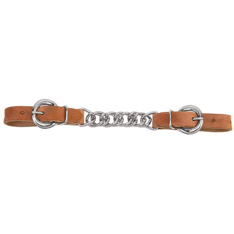 Harness Leather 3-1/2″ Single Flat Link Chain Curb Strap