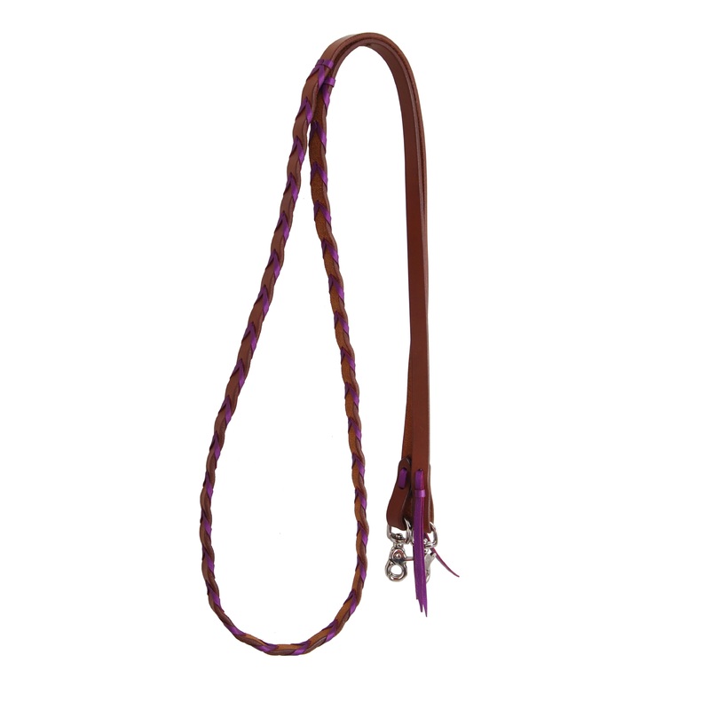 Rafter T Ranch Co. Leather Laced Barrel Reins-Purple