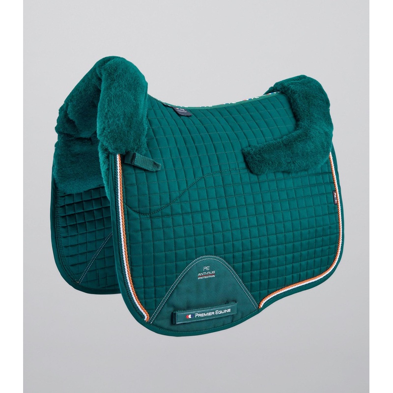 Close Contact Merino Wool European Saddle Pad – Dressage Square Green/Green Wool
