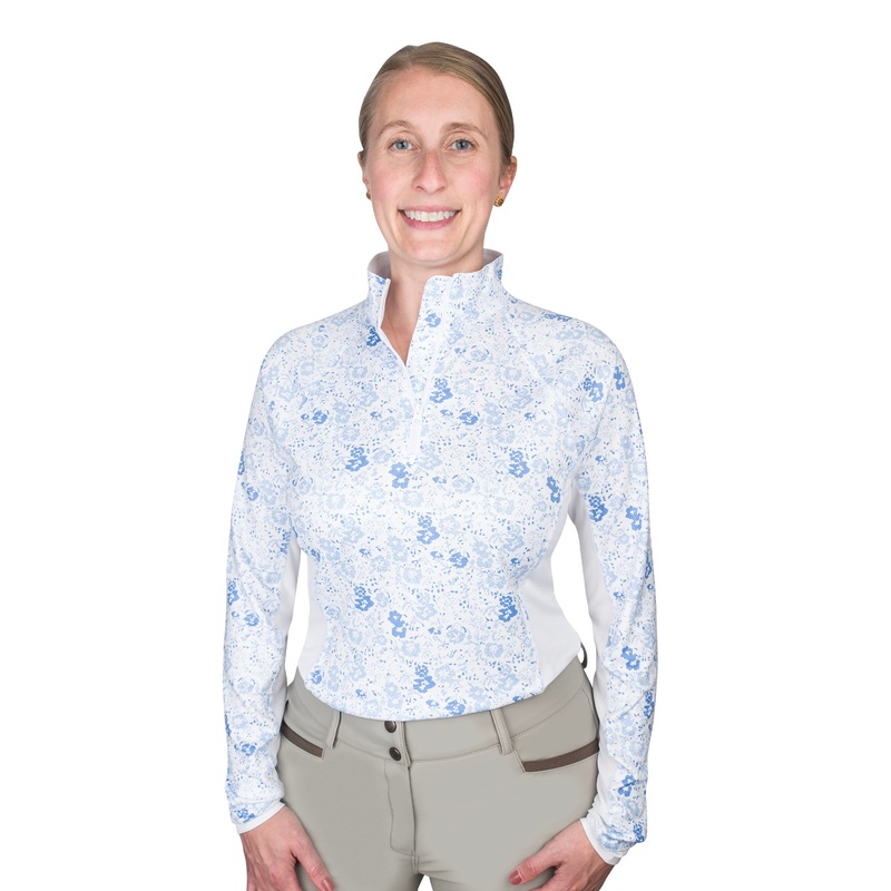 Ovation Quarter Zip Long Sleeve Sunshirt – White Mosaic Floral