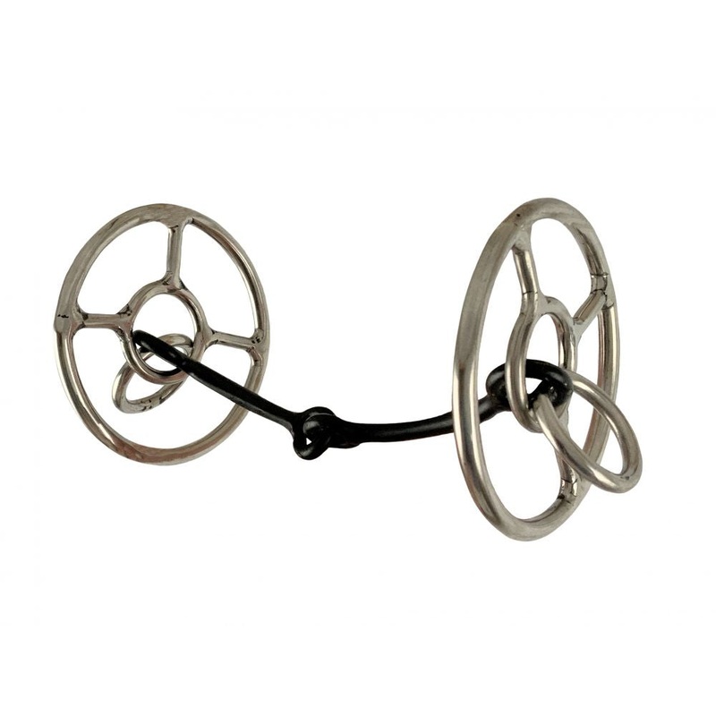 Showman  Double Ring Single Joint Sweet iron Snaffle Bit with 4 1/2″ Mouth and 3 1/4 ” ring