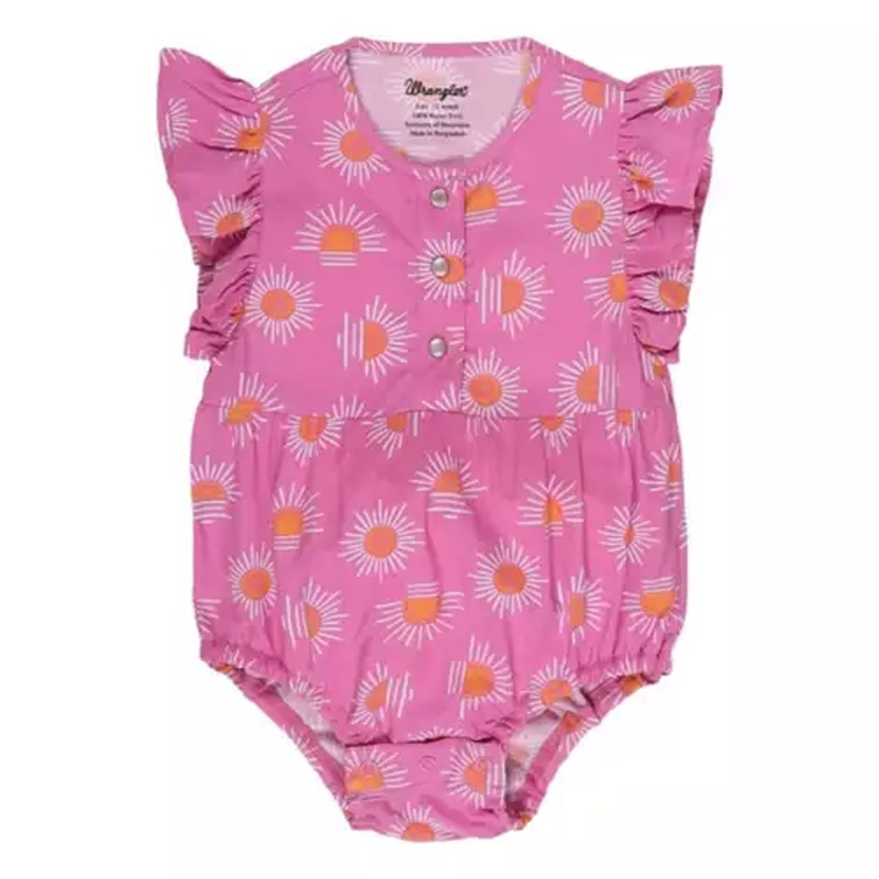 112329261 Wrangler Baby Girl Ruffle Sleeve Bodysuit – Pink