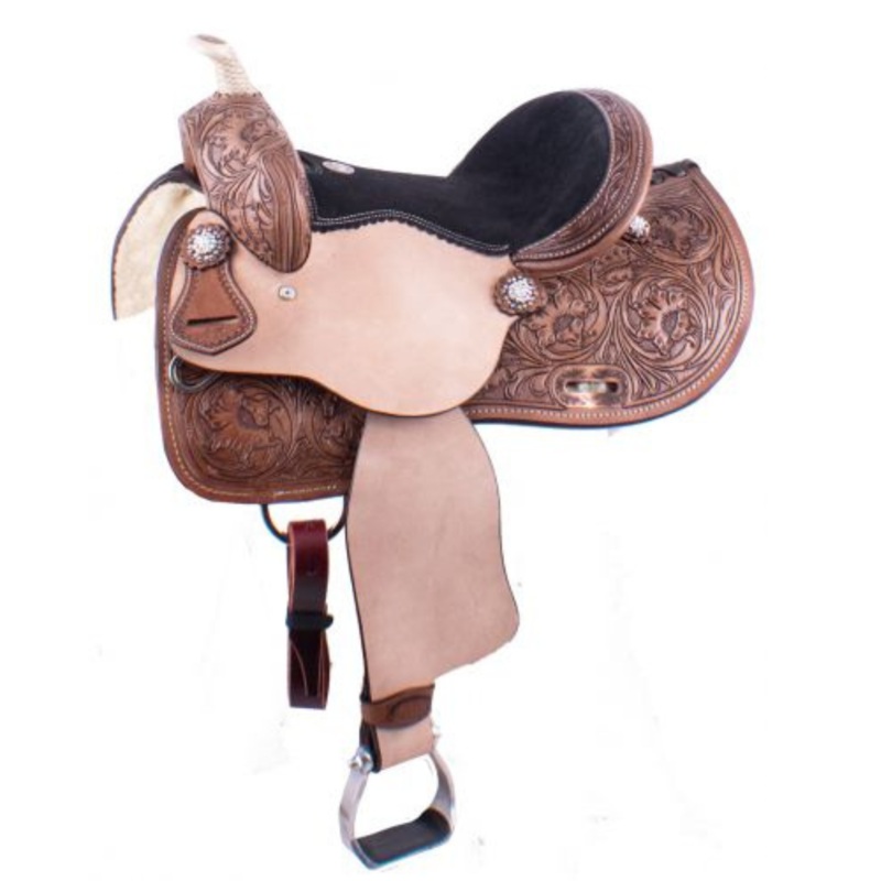 12″, 13″ DOUBLE T YOUTH BARREL SADDLE – CRYSTAL RHINESTONES