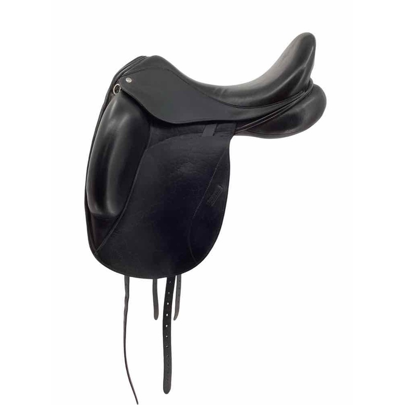 17.5″ Custom Saddlery mono-flap used dressage saddle B
