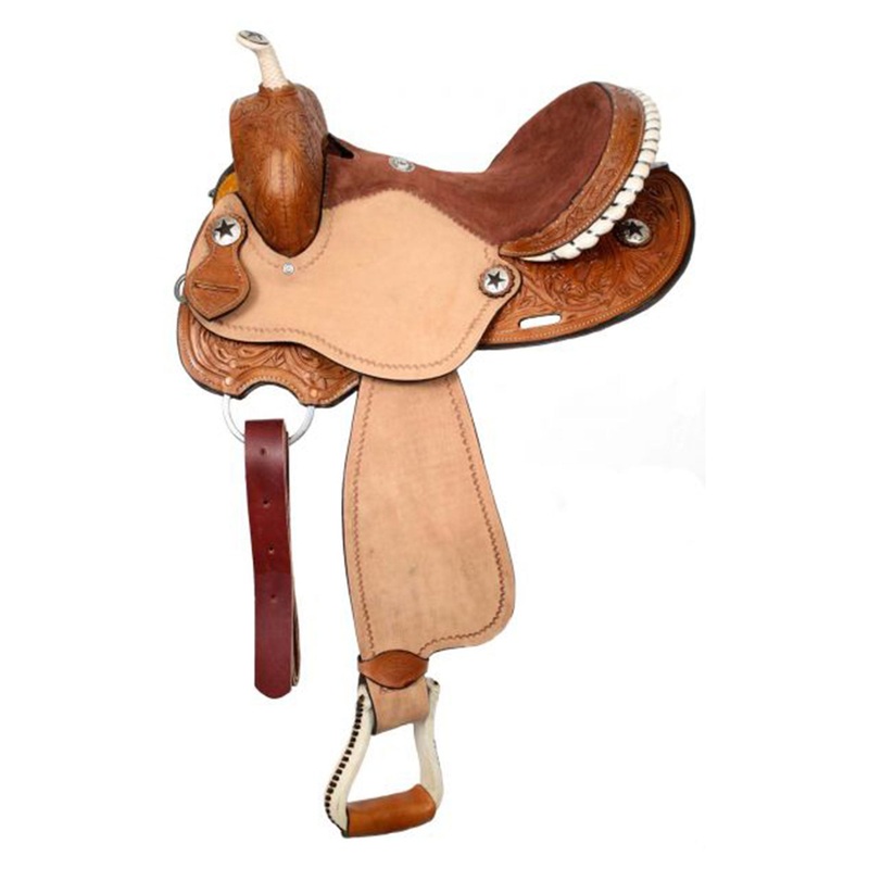 Double T Barrel Style Saddle with Round Skirts – 15, 16 Inch