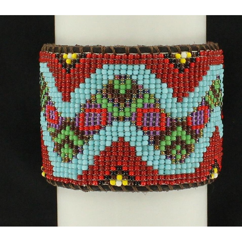 Blazin Roxx Leather Snake Bead Cuff Bracelet