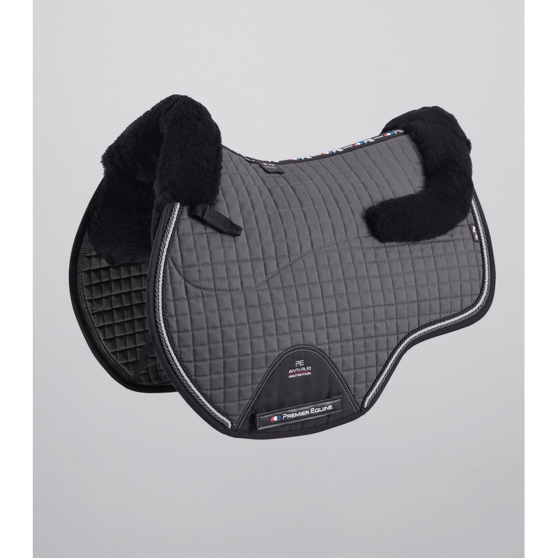 Close Contact Merino Wool European Saddle Pad – GP/Jump Square Grey/Black Wool
