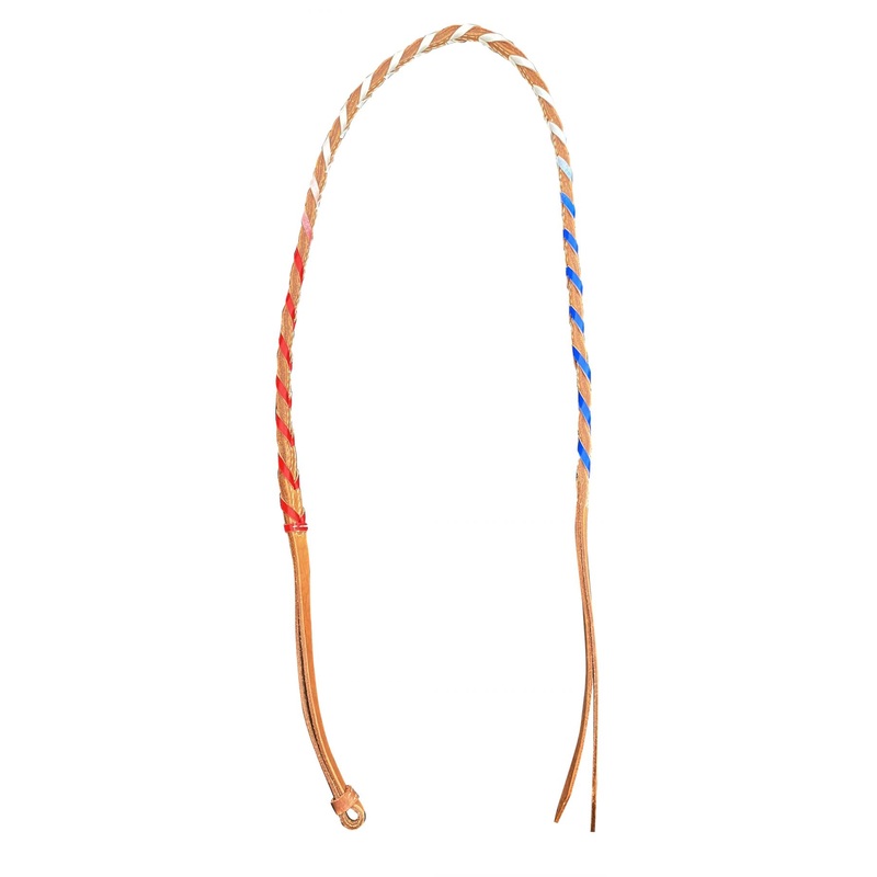Showman  4ft Argentina Cow Leather over & under with red, white and blue lacing