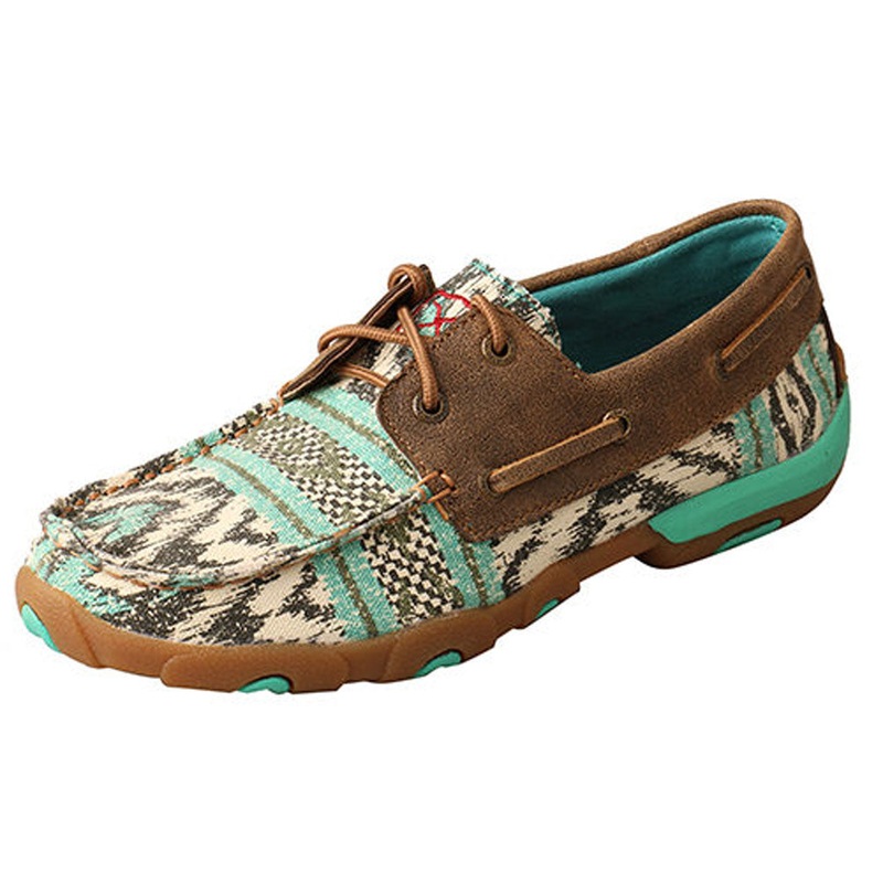 WDM0133 Twisted X Womens Boat Shoe Driving Moc Multicolor