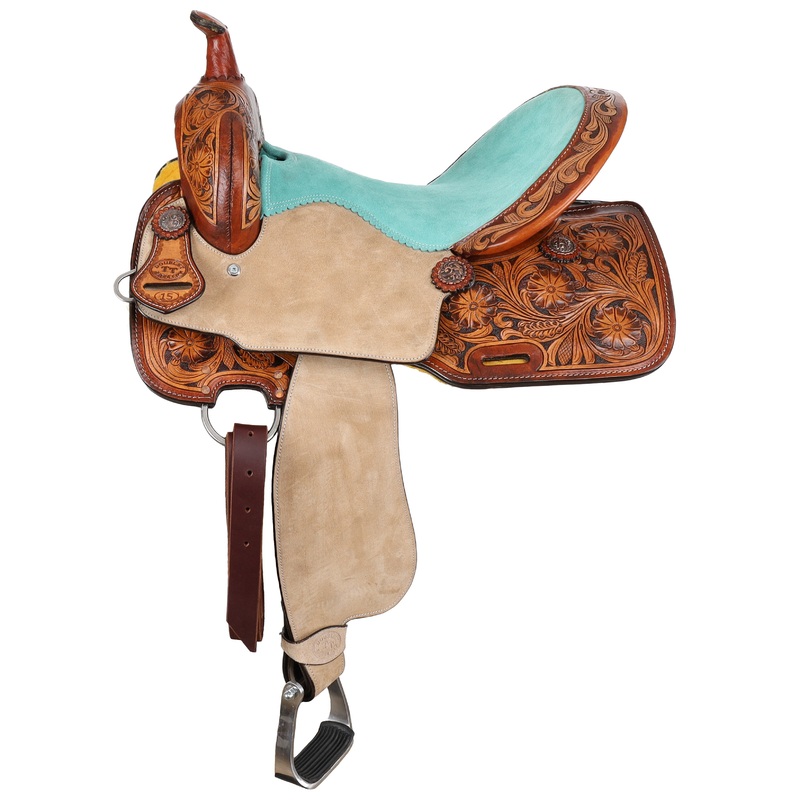 Double T Coastal Poppy Spinal Relief Barrel Style Saddle – 14, 15, 16 Inch
