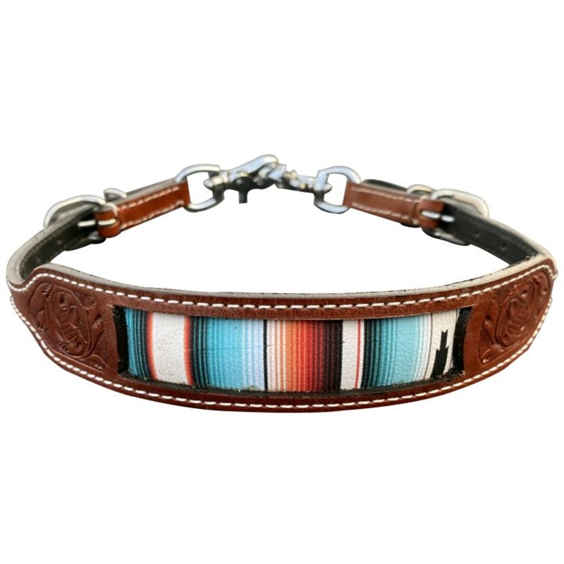 Showman  Southwest Serape print leather wither strap with floral tooling
