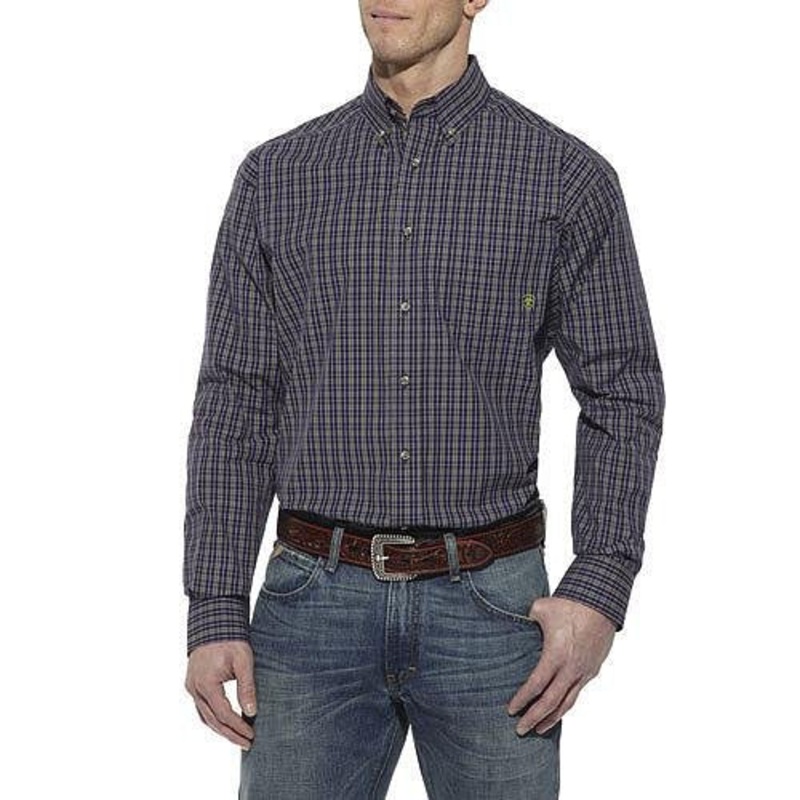 10011173 Ariat Men’s Felton Performance Long Sleeve Shirt – Peacoat Small