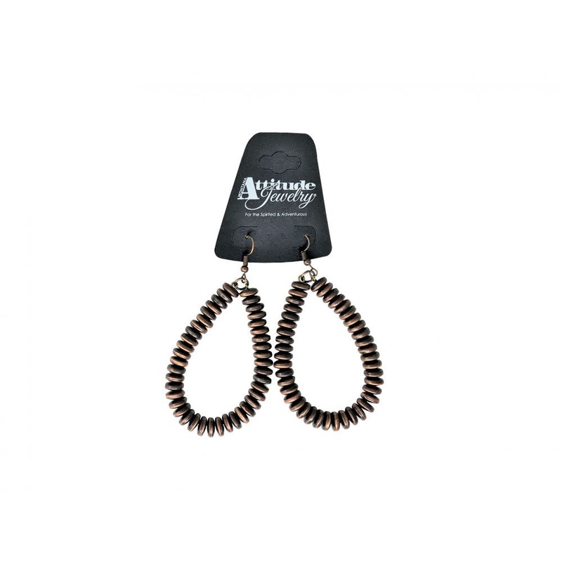 ATTITUDE  Brown Teardrop shaped Earrings with white stone accents