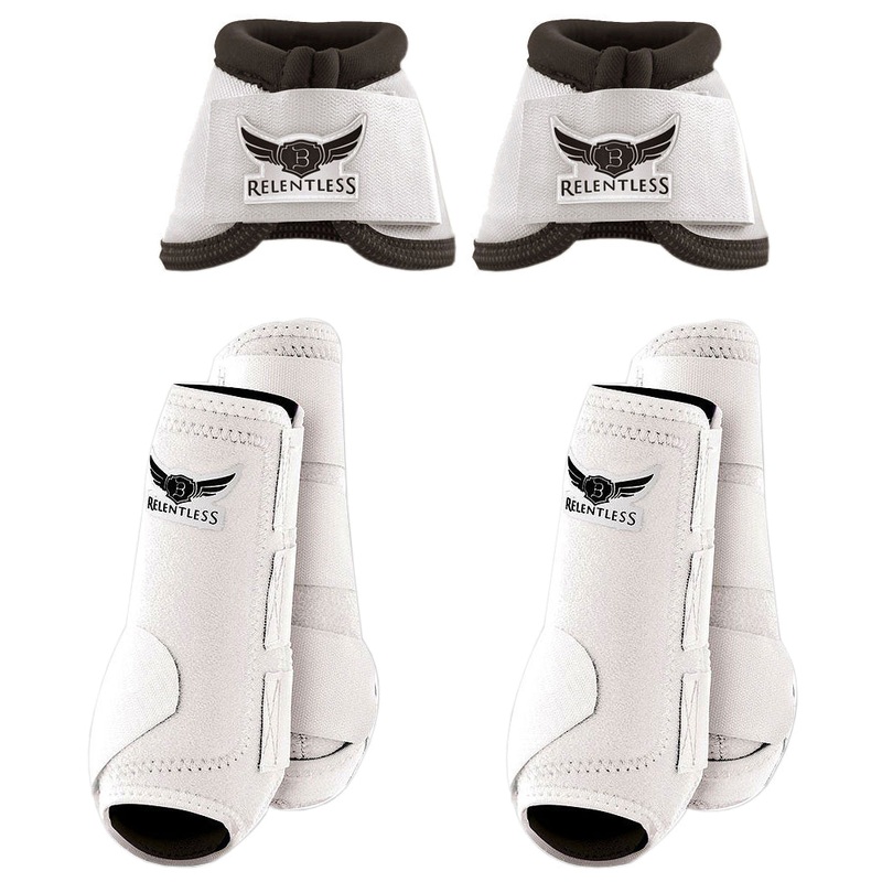 White Cactus Ropes Trevor Brazile Relentless Front Rear Sport Bell Boot 6 Pack Horse Leg Small Medium Large