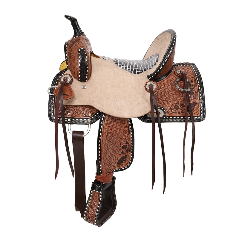 13″ Floral Weaves Barrel Style Saddle – FREE SHIPPING