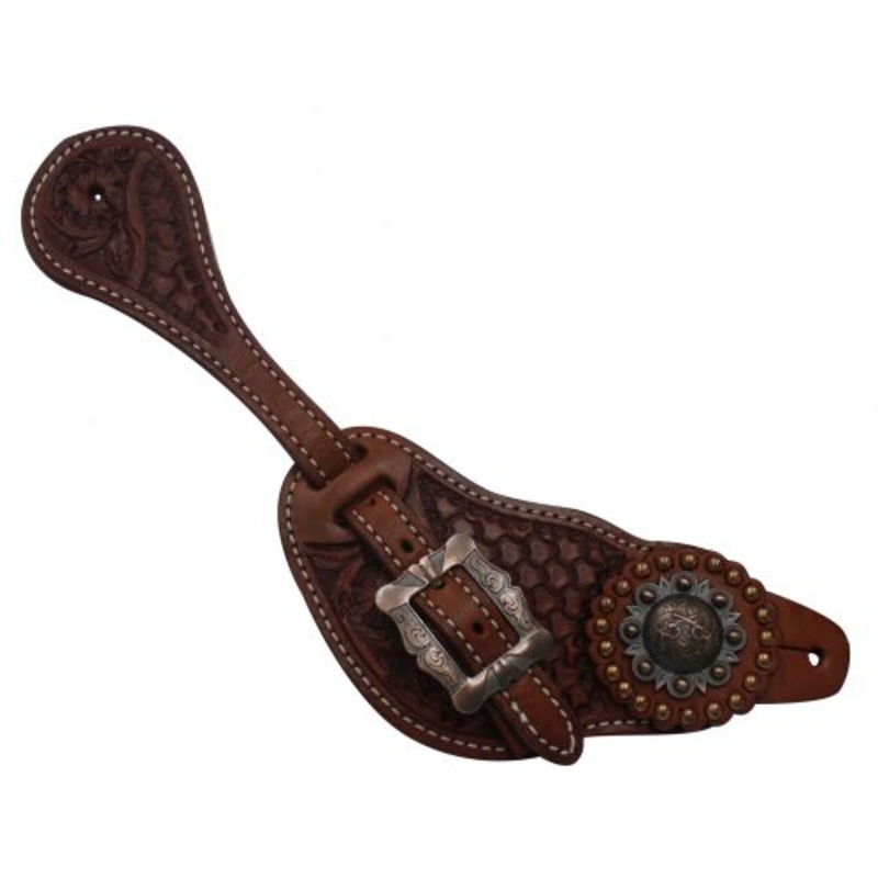 #30652: Showman Men’s Size Argentina Cow Leather Crossed Guns Concho Spur Straps