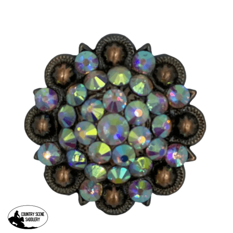 A8088 – Round Antique Copper Berry with AB Stone Concho Scarf Slide