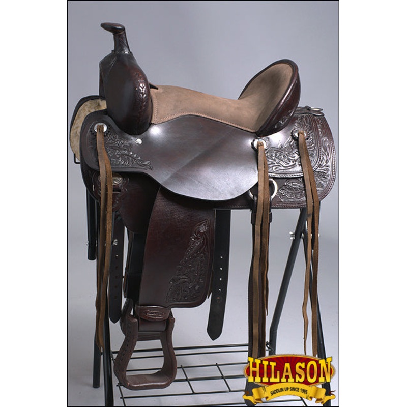 Hilason Western Hand Tooled Leather Cowboy Wade Ranch Roping Saddle Brown