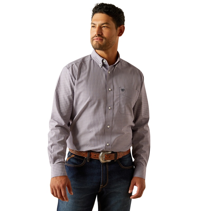 10058745 Ariat Men’s Wrinkle Free Roger Classic Fit Long Sleeve Button-Down Shirt – Dark Purple