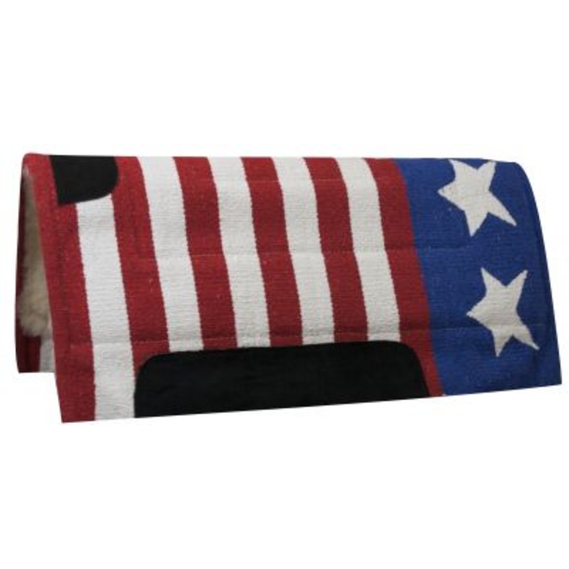 #6129: Showman 30″ x 32″ American flag pad with Kodel fleece bottom and suede wear leathers