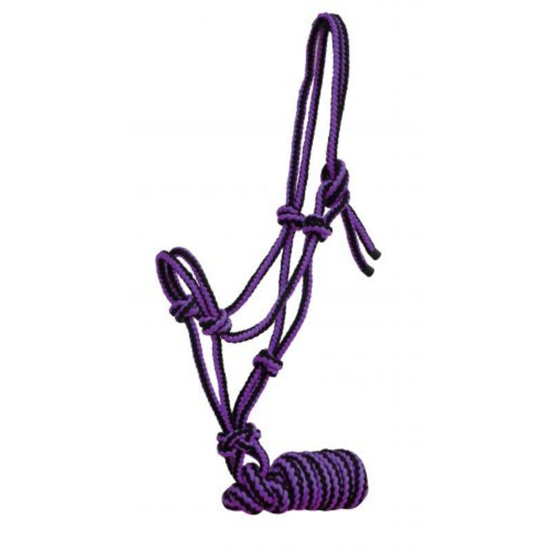 #16264: Showman Pony/Small HorseBraided nylon cowboy knot rope Halter with 7′ lead