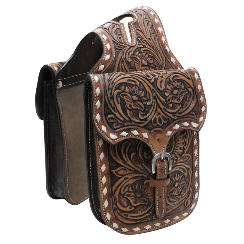 #HB-06: Showman Floral tooled leather horn bag