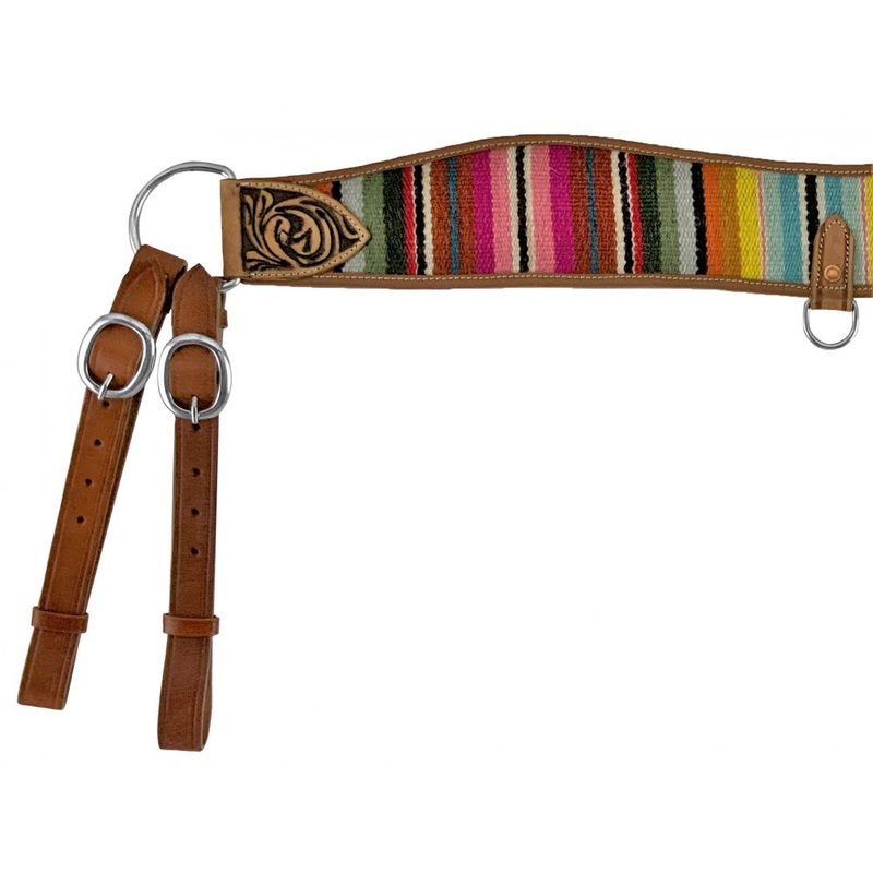 Showman Medium Oil Leather Tripping Collar with Wool Serape Saddle Blanket Inlay