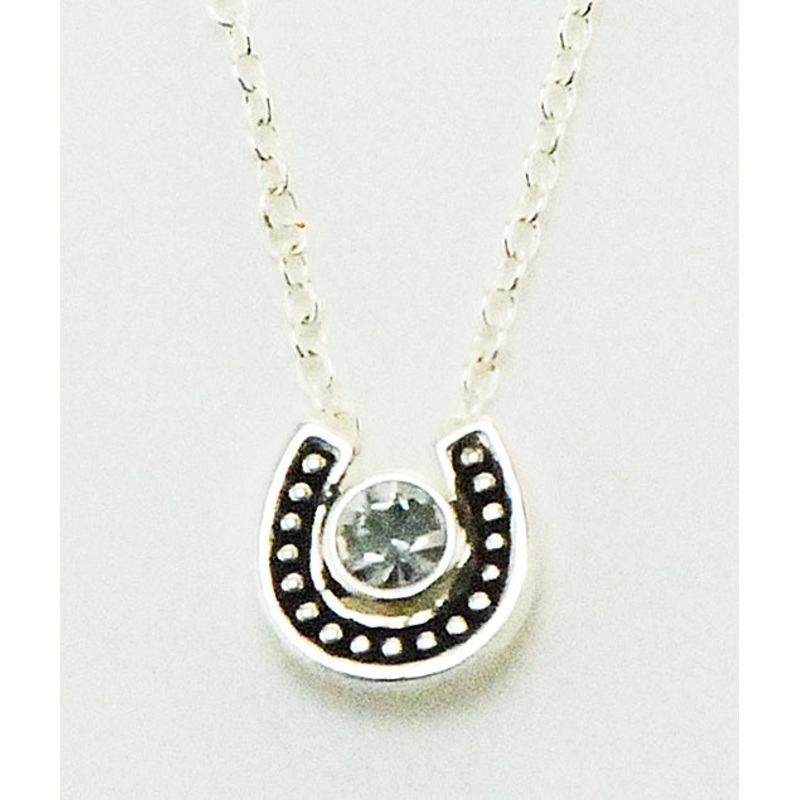 Western Edge Necklace, Small Horseshoe Crystal