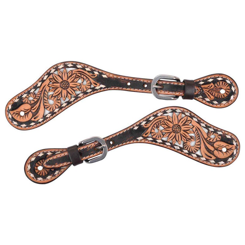 1007-35-SC Circle Y White Daisy Spur Straps
