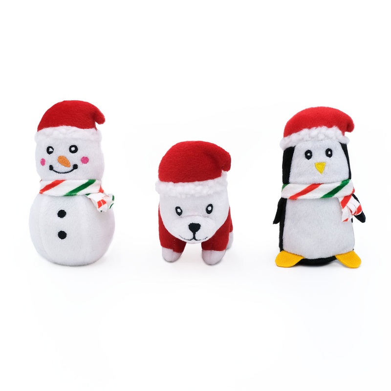 ZippyPaws Holiday Miniz Festive Animals – 3 Pack