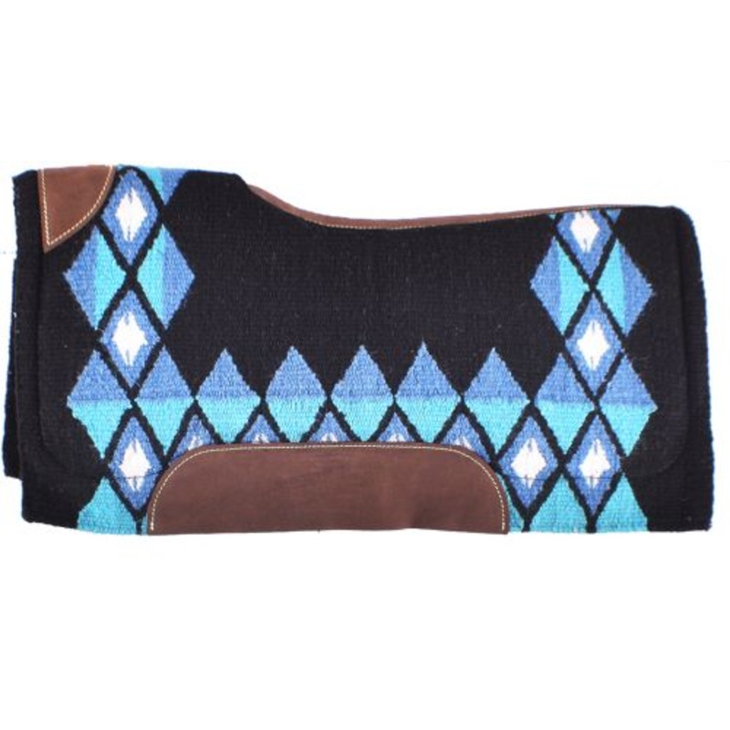 34″ x 36″ Black, Blue, and Teal memory felt bottom saddle pad
