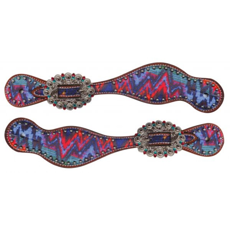 Showman Brushed chevron overlay spur straps