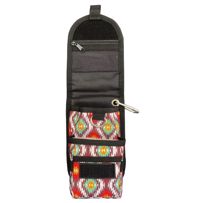 Showman Red and Brown Aztecdesign  codura cell phone/accessory case with velcro closure and zipper pocket