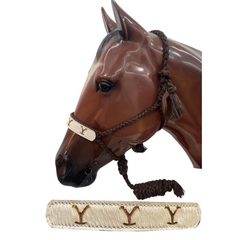 “Y” branded cowhide mule tape halter