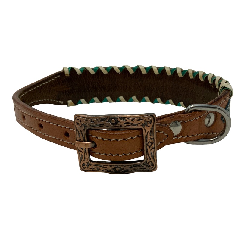 Showman Couture Teal Python Leather Dog Collar